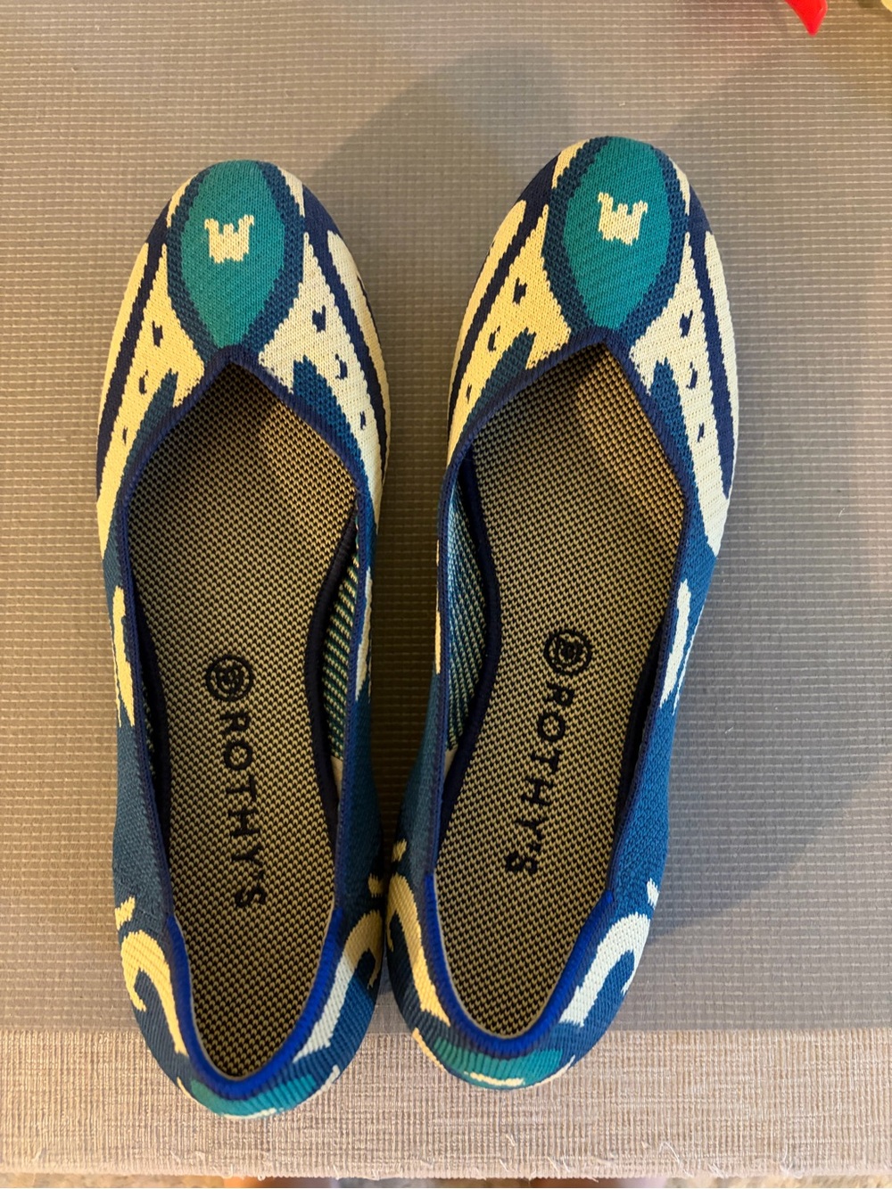 Notions Blue Patterned Knit Ballet Flats